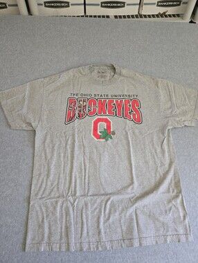 Vintage Ohio State Football T-Shirt Mens Large Gray Champs Short Sleeve Buckeyes